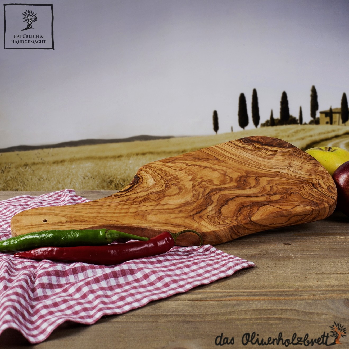 Naturally Med - Olive Wood Cutting Board/Cheese Board - 14 inch